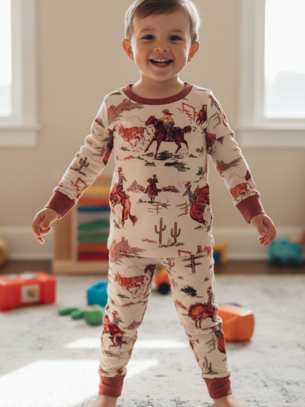 Kids Cowboy Pajamas – Vintage Rodeo Print PJs